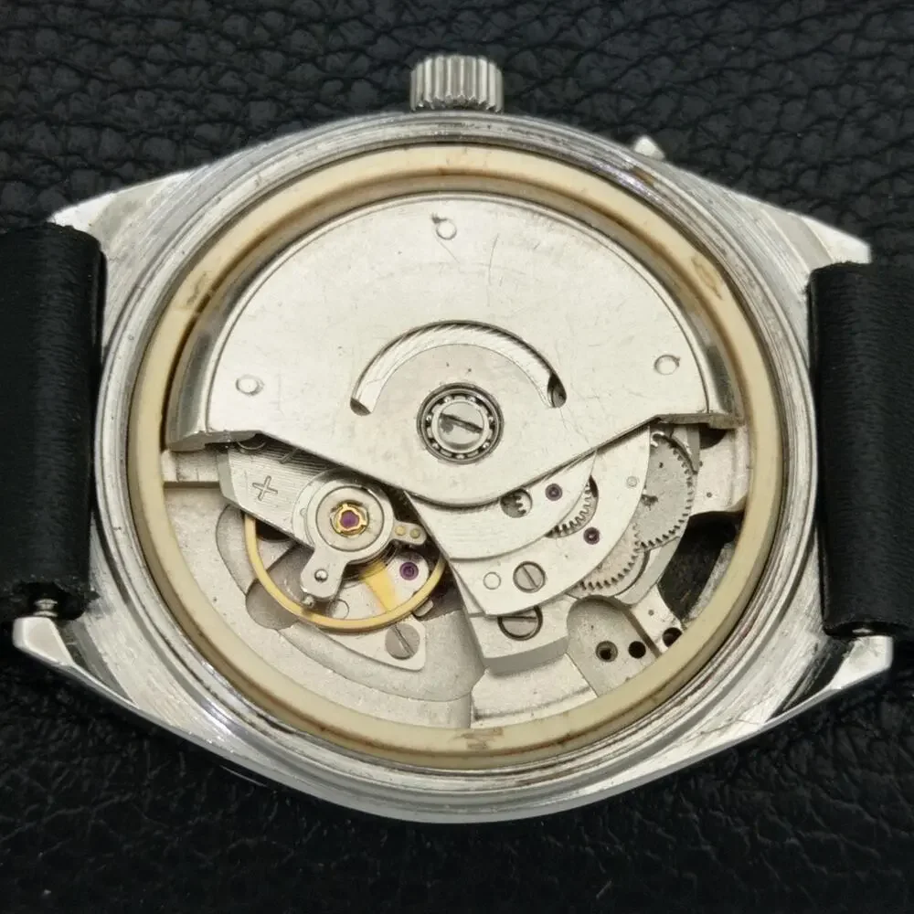 Vintage 1979 Square Ricoh Automatic Mens Silver Watch W/daydate & Gold accents